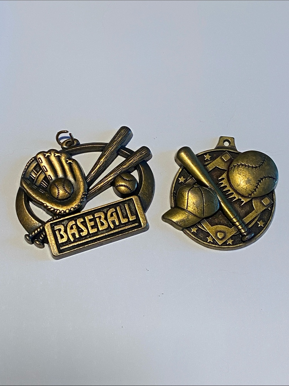 Antique Brass Baseball Medal Set - Bronze Tone